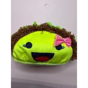 Plush Taco Character Toy Lime Green Pink Bow Food Themed Soft Stuffed Animal